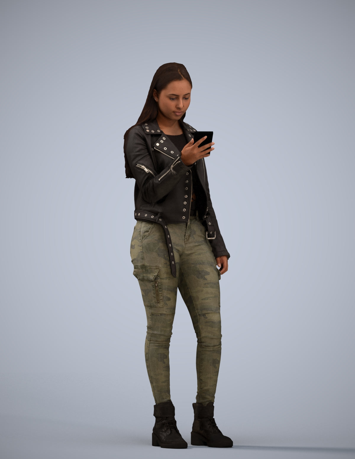 realistic 3D human woman casual shopping, archviz people FBX OBJ for Blender