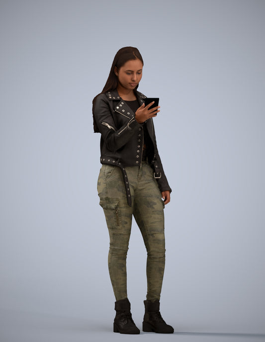 realistic 3D human woman casual shopping, archviz people FBX OBJ for Blender