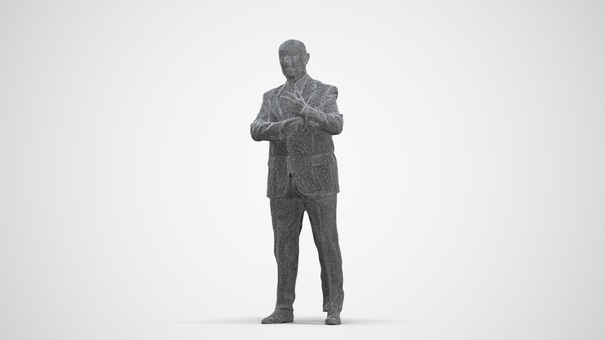 scanned 3D senior man business, photogrammetry people for Enscape and V-Ray, three-quarter front view render