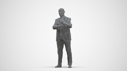scanned 3D senior man business, photogrammetry people for Enscape and V-Ray, three-quarter front view render