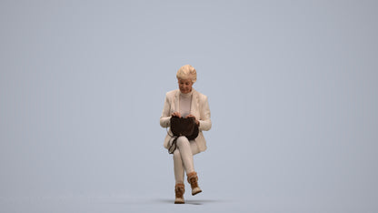 photogrammetry 3D senior woman business sitting, realistic human model archviz FBX, standing pose render