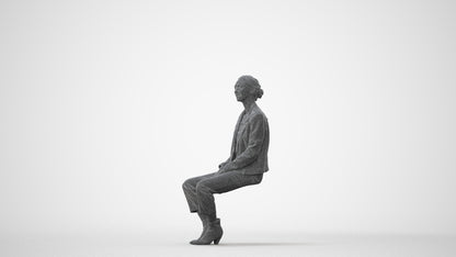 scanned 3D woman casual sitting, photogrammetry people for Enscape and V-Ray, square thumbnail