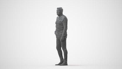 3D human model man casual standing, photogrammetry scanned person for archviz, square thumbnail