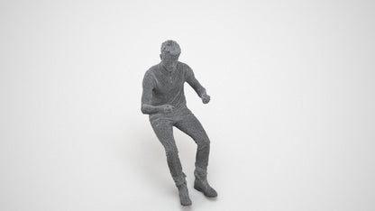 realistic 3D human man casual driving, archviz people FBX OBJ for Blender, wireframe three-quarter view