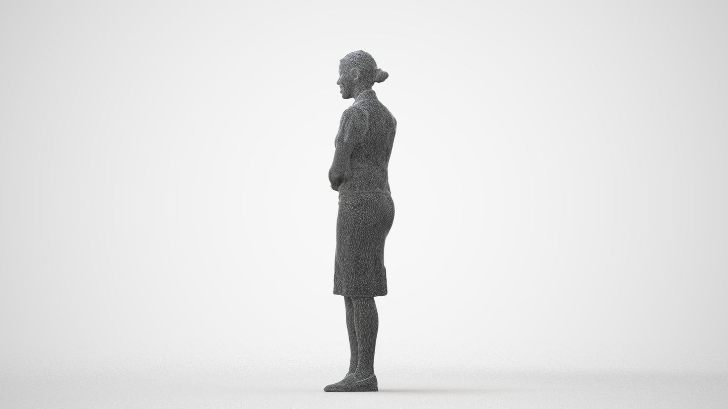 3D scanned woman hospitality, photorealistic archviz people for Enscape and SketchUp, square thumbnail