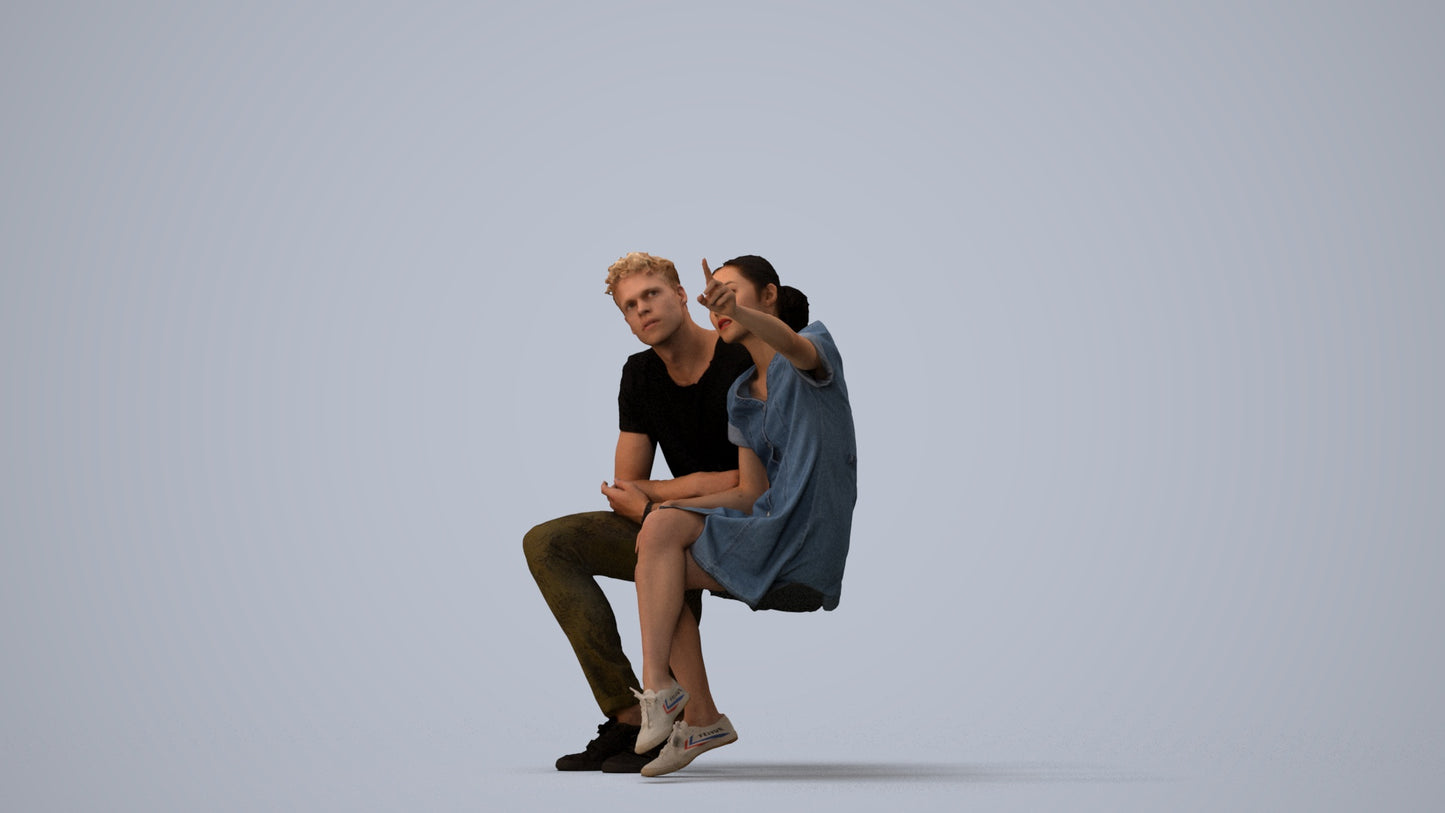 scanned 3D woman casual business, photogrammetry people for Enscape and V-Ray, three-quarter view render