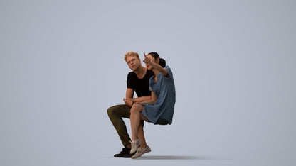 scanned 3D woman casual business, photogrammetry people for Enscape and V-Ray, three-quarter view render