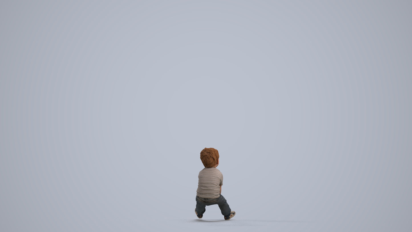 photogrammetry 3D boy casual kids, realistic human model archviz FBX, front view render
