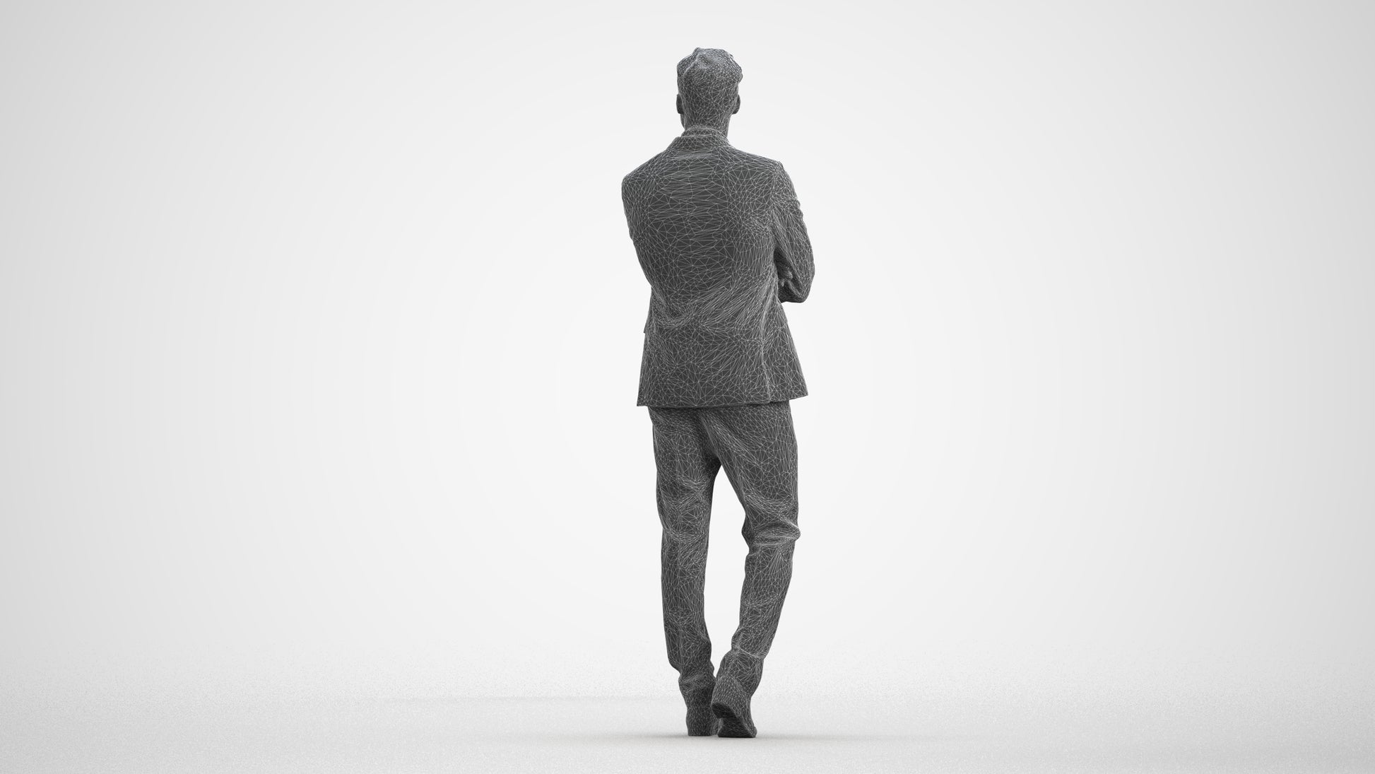 photogrammetry 3D man business, realistic human model archviz FBX, wireframe front view