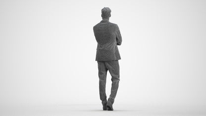 photogrammetry 3D man business, realistic human model archviz FBX, wireframe front view
