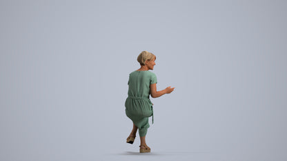 photogrammetry 3D senior woman casual sitting, realistic human model archviz FBX, front view render