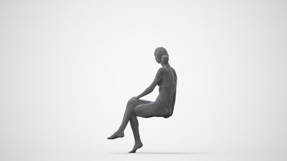3D human model woman bathroom, photogrammetry scanned person for archviz, square thumbnail
