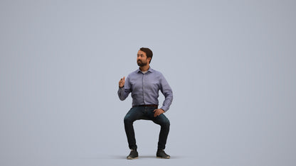 realistic 3D man business sitting, scanned archviz people for Blender and 3ds Max, standing pose render