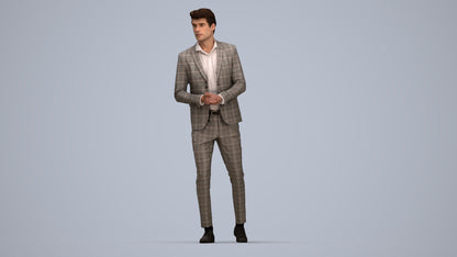 photogrammetry 3D man business, realistic human model archviz FBX, top-down view render