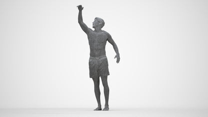 realistic 3D people man pool, render-ready for V-Ray and Corona, FBX OBJ, wireframe back view