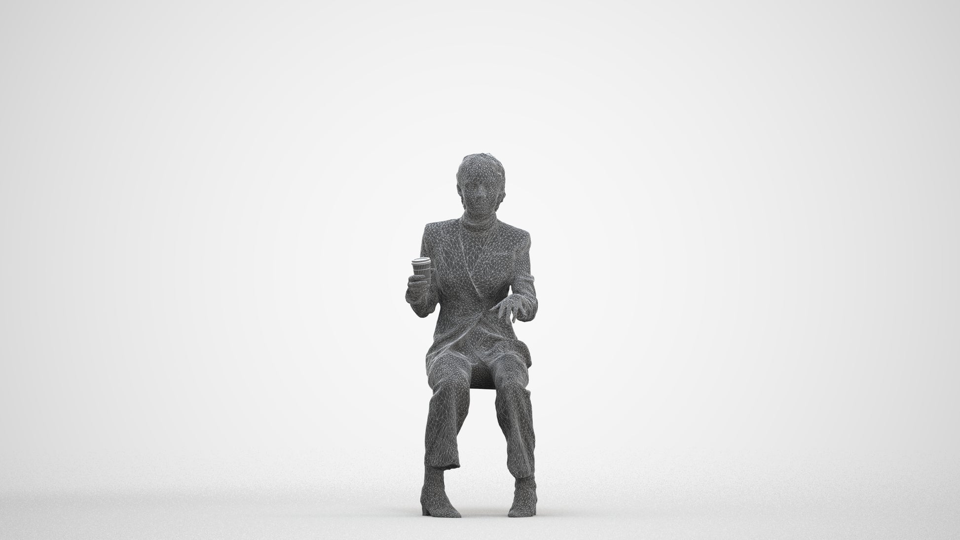 scanned 3D woman business, photogrammetry people for Enscape and V-Ray, three-quarter front view render