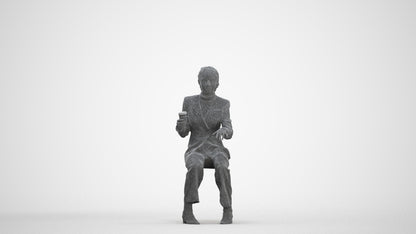 scanned 3D woman business, photogrammetry people for Enscape and V-Ray, three-quarter front view render