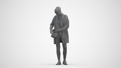 3D people model woman casual standing, scanned human for 3ds Max rendering, three-quarter front view render