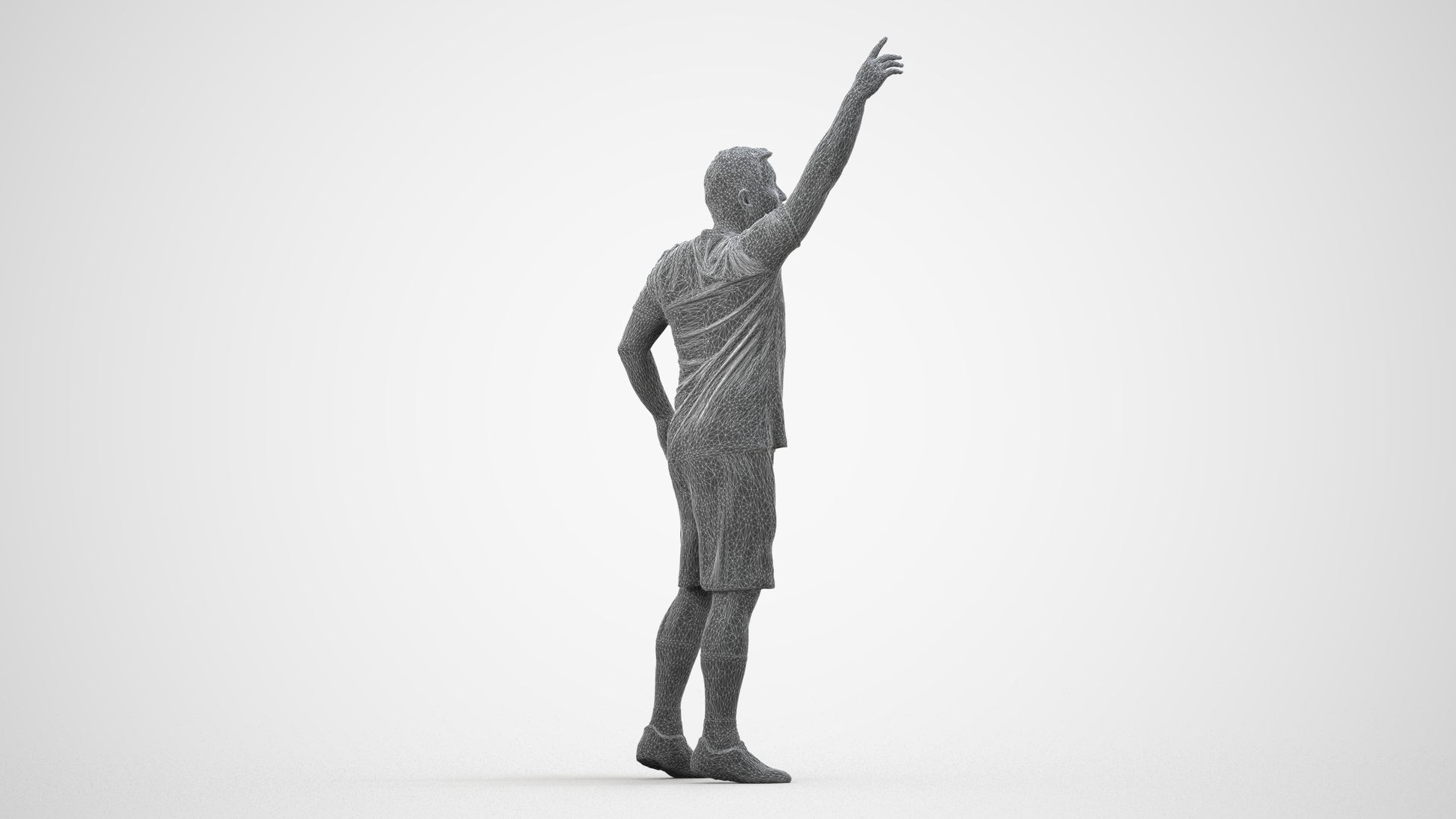 realistic 3D man sport, scanned archviz people for Blender and 3ds Max, wireframe side view