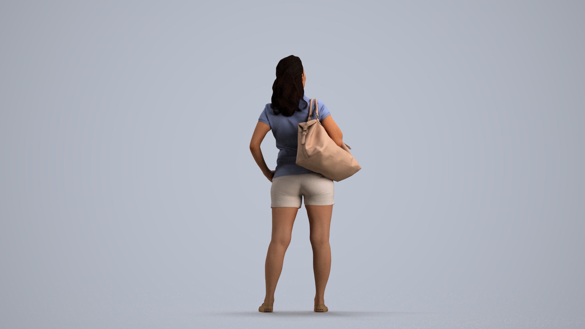 scanned 3D woman casual standing, photogrammetry people for Enscape and V-Ray, front view render
