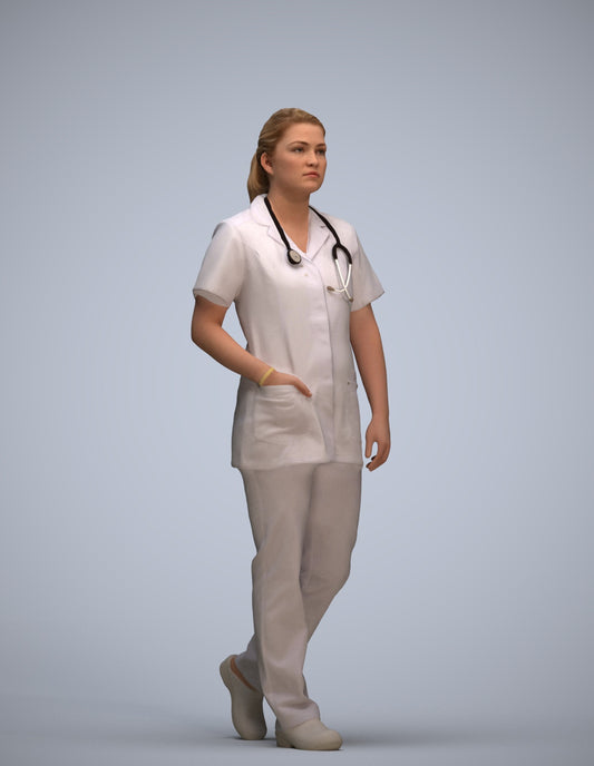 scanned 3D woman standing, photogrammetry people for Enscape and V-Ray