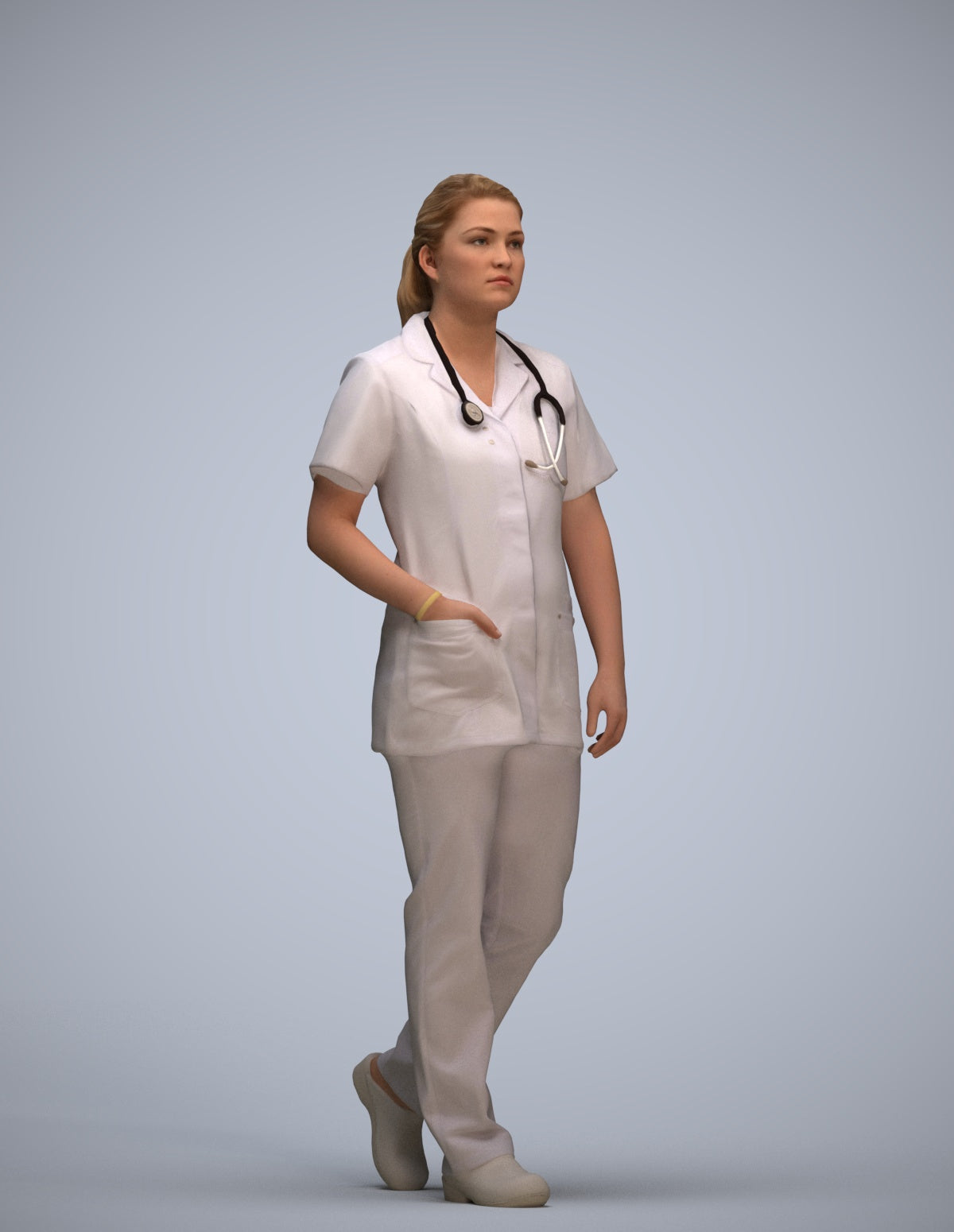 scanned 3D woman standing, photogrammetry people for Enscape and V-Ray