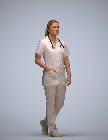 scanned 3D woman standing, photogrammetry people for Enscape and V-Ray