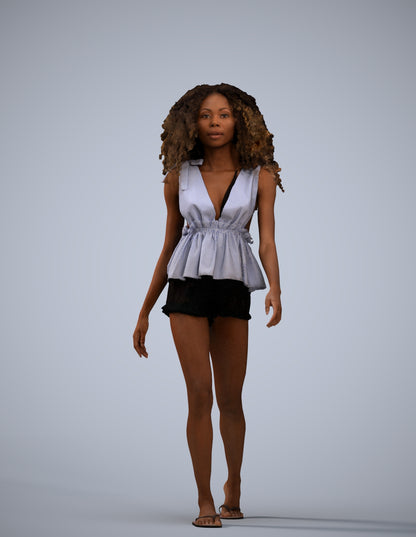 realistic 3D people woman casual walking, render-ready for V-Ray and Corona, FBX OBJ