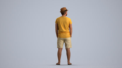 3D scanned man standing casual, photorealistic archviz people for Enscape and SketchUp, front view render