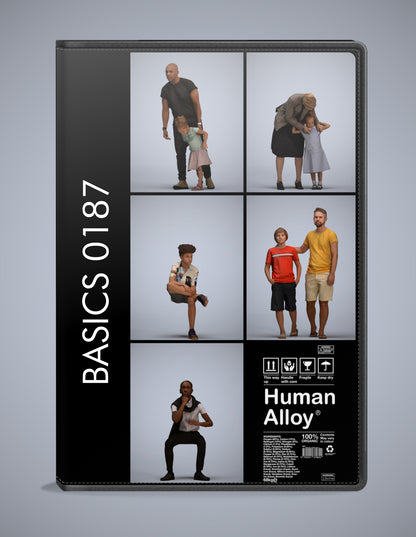 photogrammetry 3D people kids collection, 5 realistic human models archviz FBX
