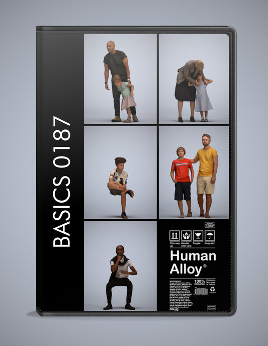 photogrammetry 3D people kids collection, 5 realistic human models archviz FBX