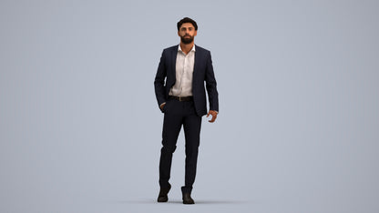 realistic 3D man business, scanned archviz people for Blender and 3ds Max, standing pose render