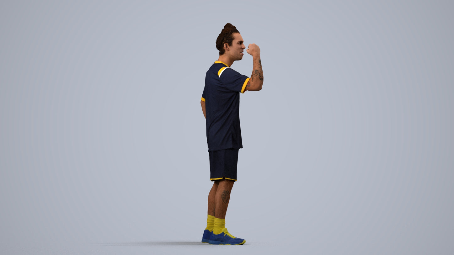 3D people model man sport, scanned human for 3ds Max rendering, side view render
