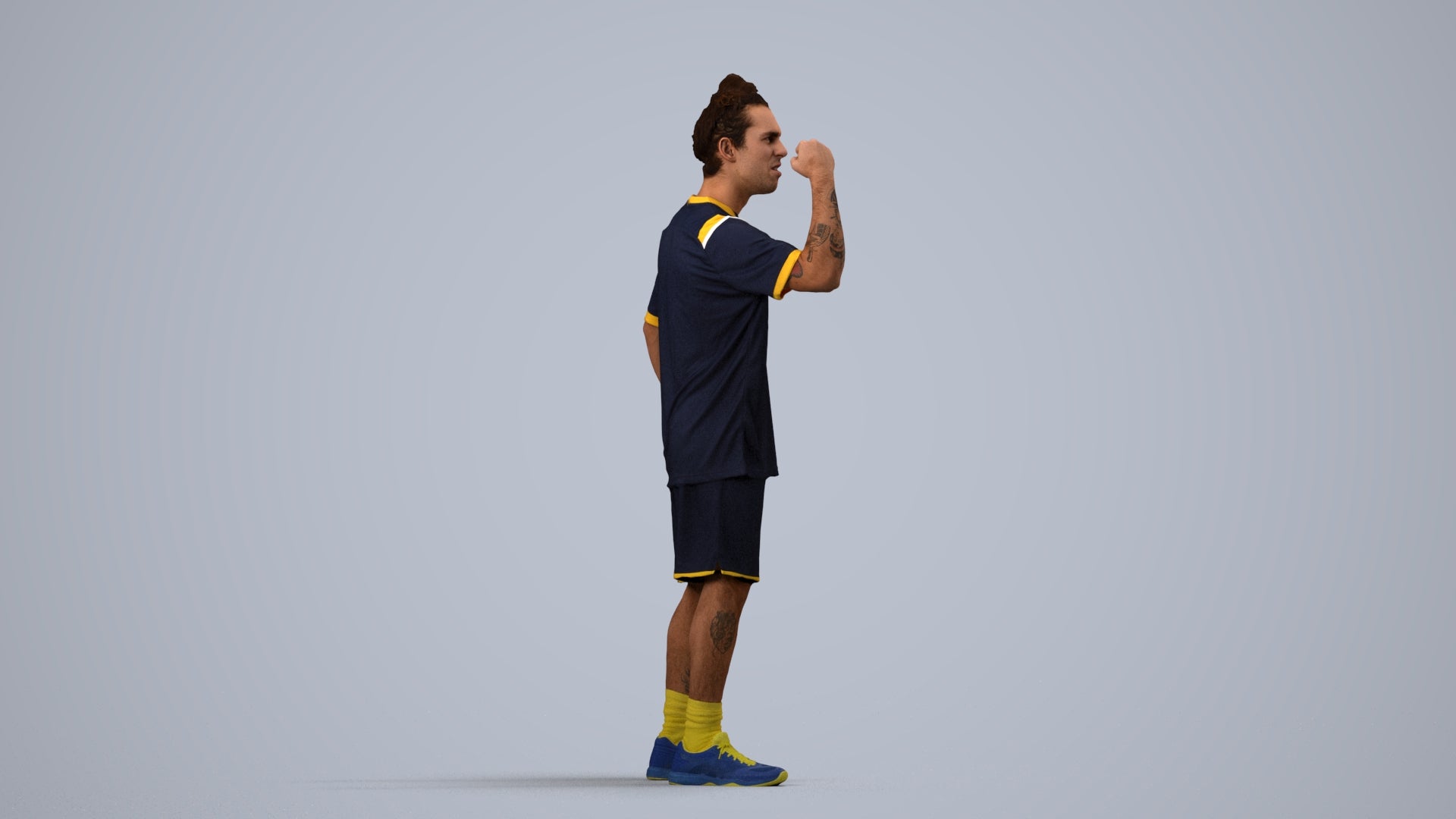 3D people model man sport, scanned human for 3ds Max rendering, side view render