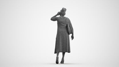 photogrammetry 3D woman casual walking, realistic human model archviz FBX, wireframe front view
