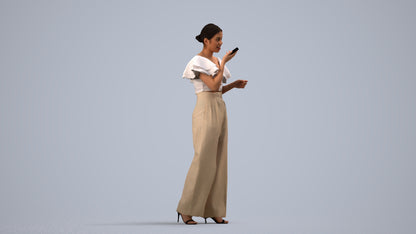 photogrammetry 3D woman business walking, realistic human model archviz FBX, side view render