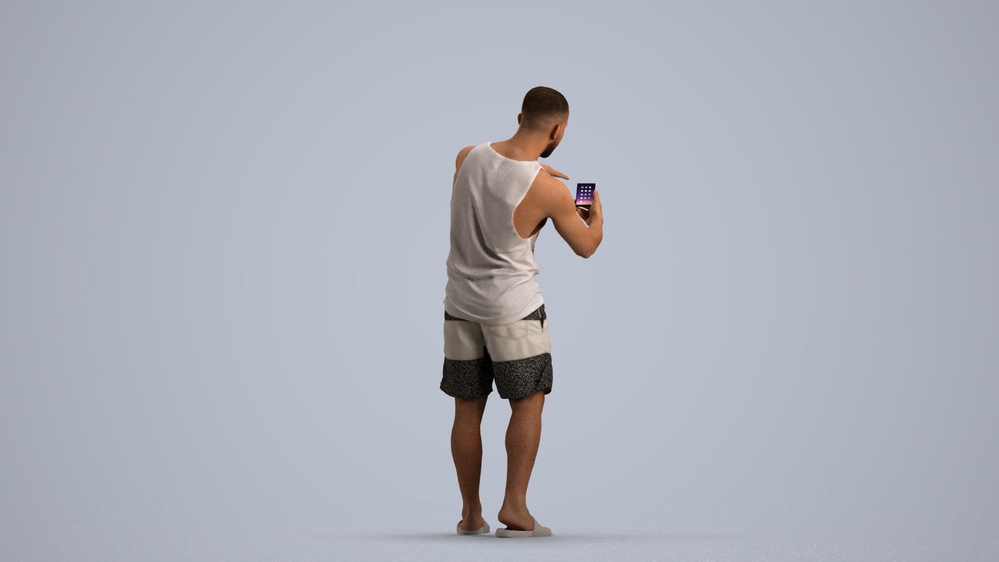 3D scanned man standing, photorealistic archviz people for Enscape and SketchUp, front view render