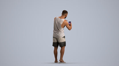3D scanned man standing, photorealistic archviz people for Enscape and SketchUp, front view render