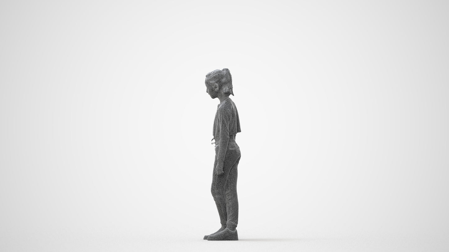 realistic 3D human girl sport kids, archviz people FBX OBJ for Blender, square thumbnail