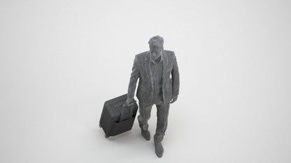 realistic 3D human man business, archviz people FBX OBJ for Blender, wireframe three-quarter view
