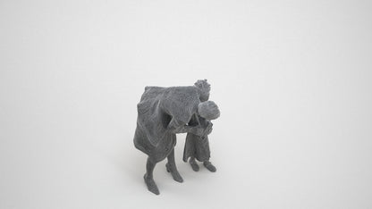 3D human model girl casual kids, photogrammetry scanned person for archviz, wireframe three-quarter view