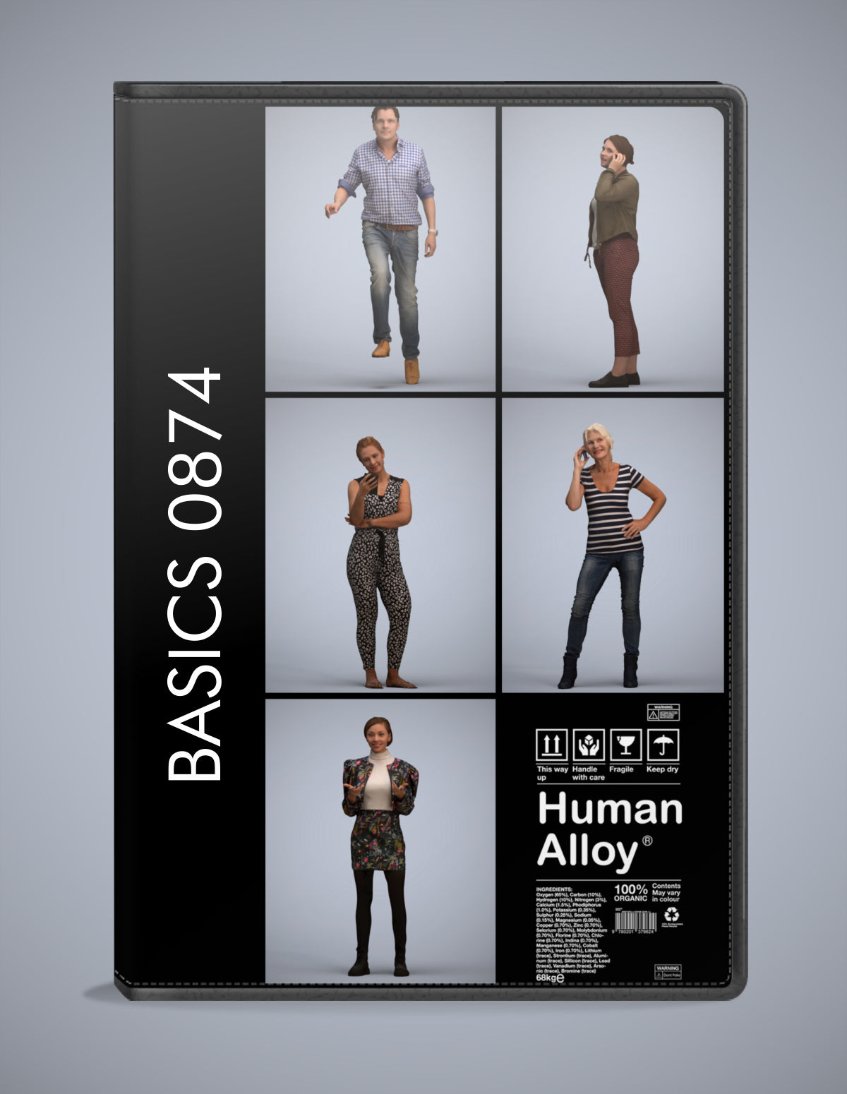 3D people models standing bundle, 5 scanned humans for 3ds Max rendering