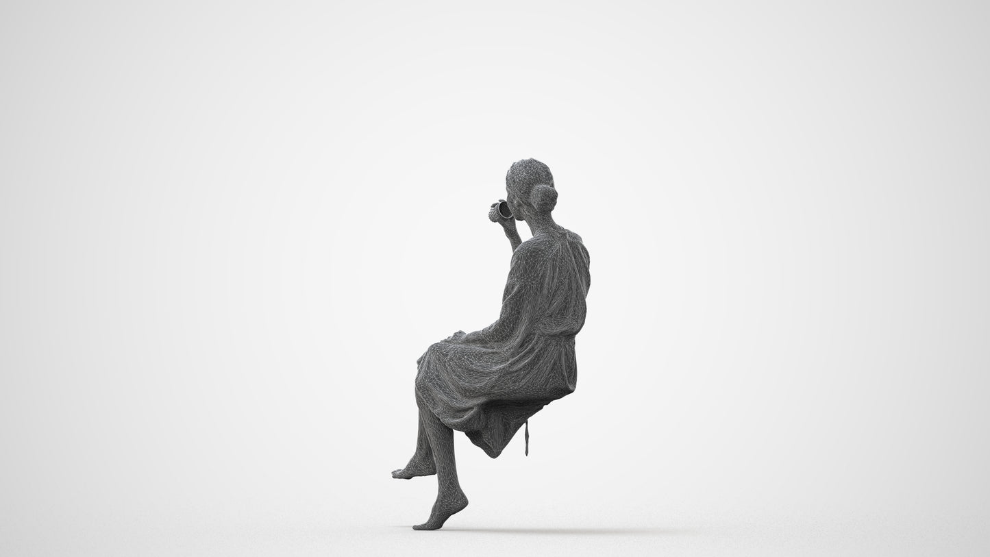 photogrammetry 3D woman casual bathroom, realistic human model archviz FBX, square thumbnail
