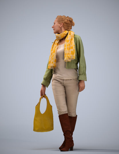 realistic 3D human woman casual walking, archviz people FBX OBJ for Blender
