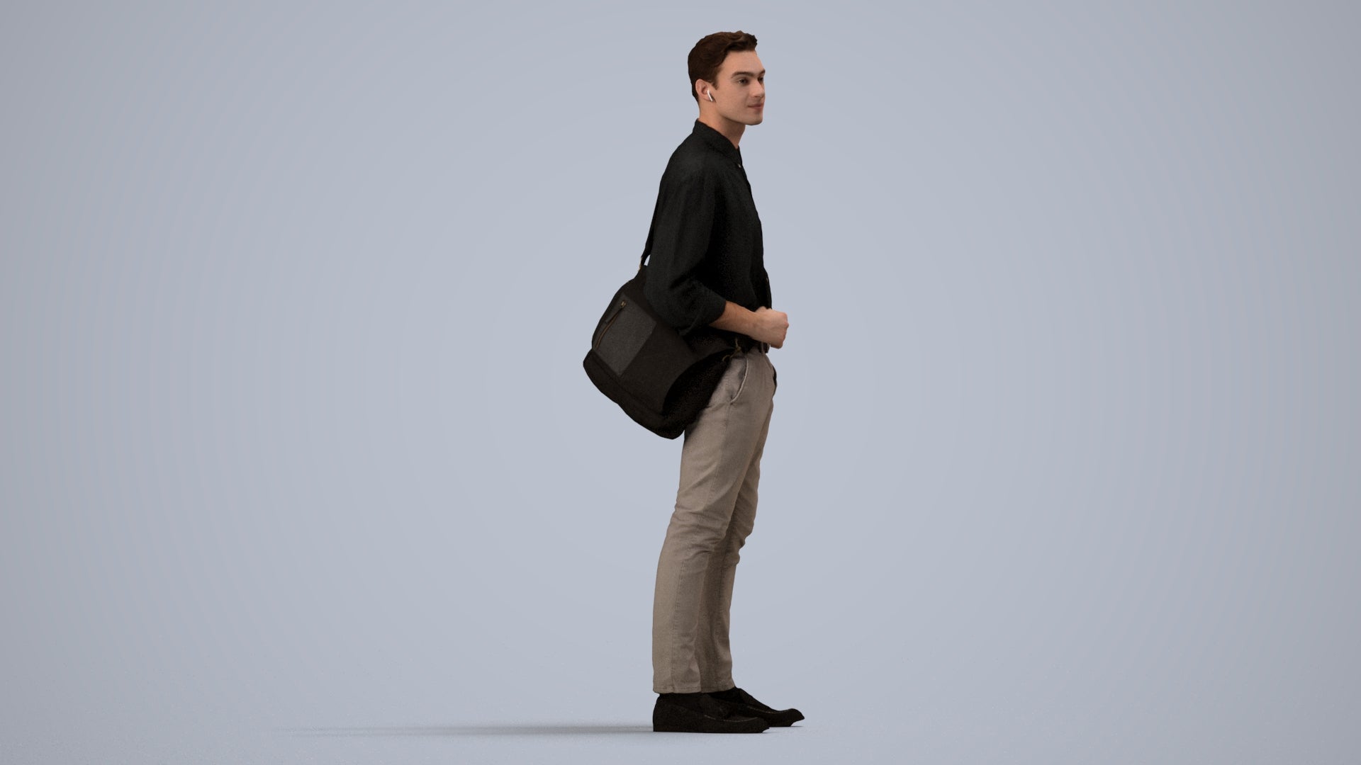 scanned 3D man casual standing, photogrammetry people for Enscape and V-Ray, side view render