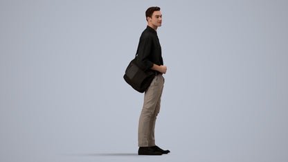 scanned 3D man casual standing, photogrammetry people for Enscape and V-Ray, side view render