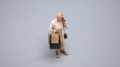 3D people model senior woman casual mix, scanned human for 3ds Max rendering, back view render
