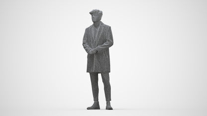 realistic 3D human man business standing, archviz people FBX OBJ for Blender, wireframe back view