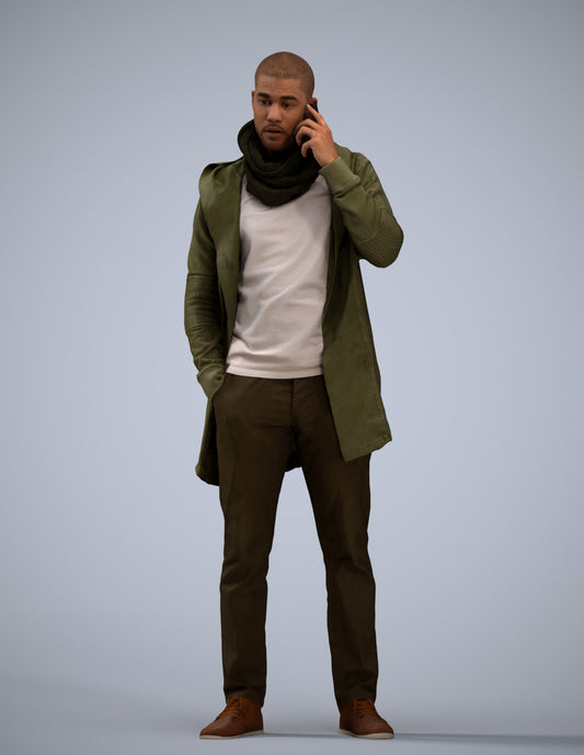 3D scanned man standing casual, photorealistic archviz people for Enscape and SketchUp