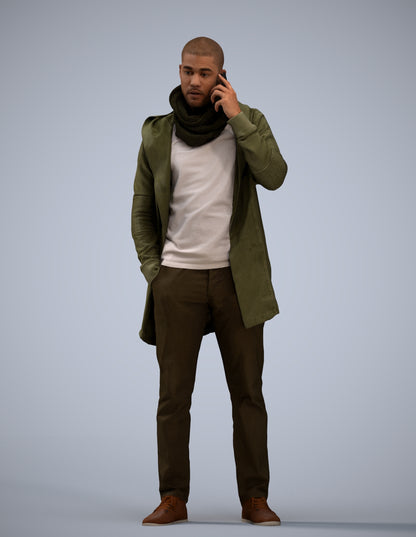3D scanned man standing casual, photorealistic archviz people for Enscape and SketchUp